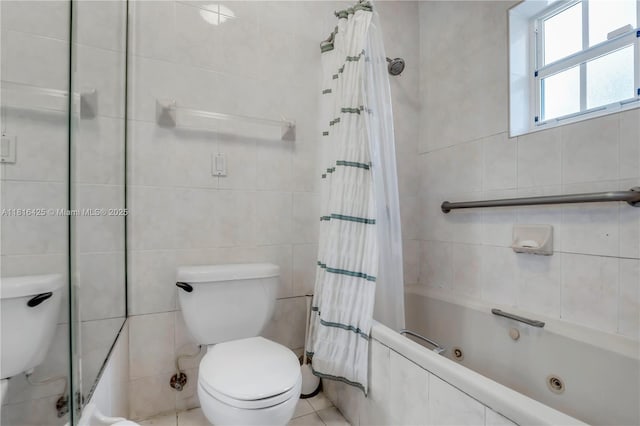 1110 Falcon Ave, Miami Springs, FL 33166 - full bath with toilet, a combined bath / shower with jetted tub, and tile walls