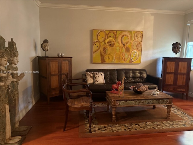 973 SW 149th Ct, Miami, FL 33194 - sitting room featuring wood finished floors, crown molding, and baseboards