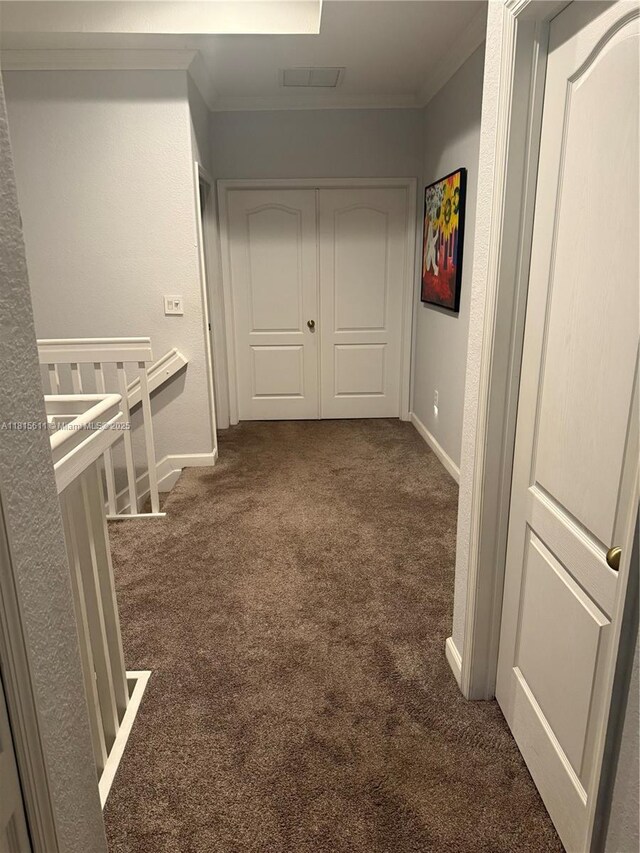 973 SW 149th Ct, Miami, FL 33194 - hall featuring carpet, crown molding, and baseboards