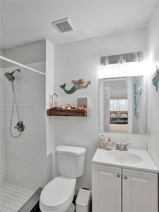 729 NW 47th St, Deerfield Beach, FL 33064 - bathroom with connected bathroom, vanity, toilet, and a tile shower