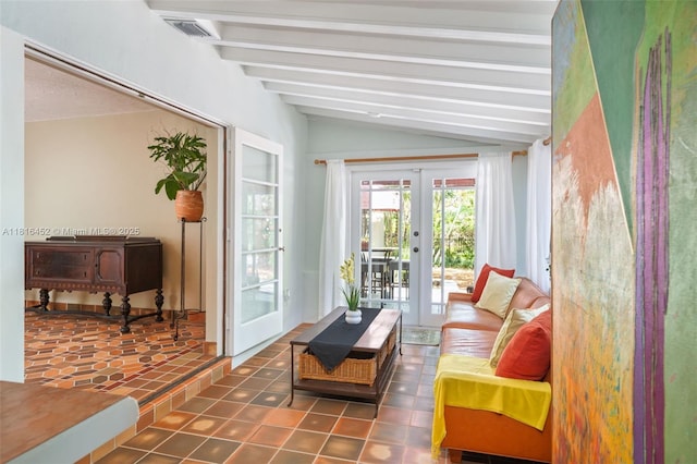 492 NE 55th St, Miami, FL 33137 - living room with french doors and tile patterned floors