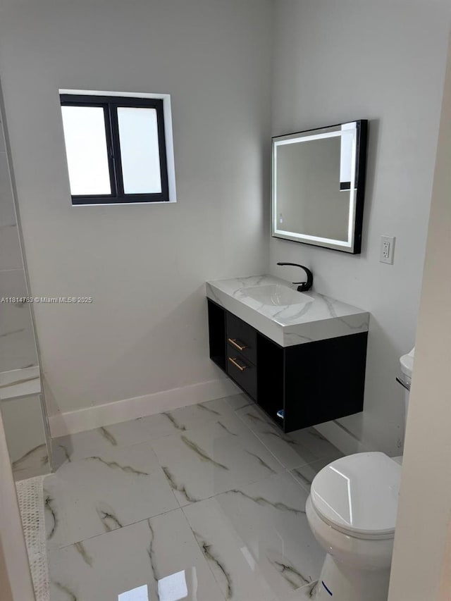 2160 NW 30th St, Miami, FL 33142 - half bathroom featuring vanity and marble look tile flooring