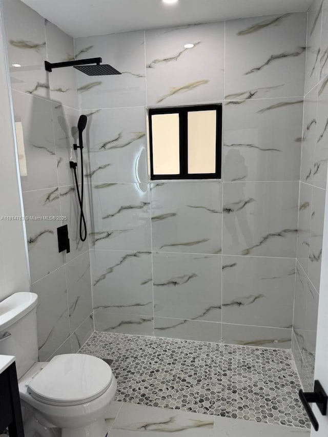 2160 NW 30th St, Miami, FL 33142 - bathroom with a marble finish shower, marble finish floors, and vanity