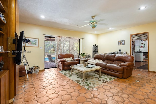 9728 SW 135th Ter, Miami, FL 33176 - living area with a ceiling fan and recessed lighting