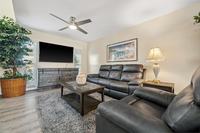 4803 SW Santa Barbara Ct Unit 5, Cape Coral, FL 33914 - living room with wood finished floors and a ceiling fan