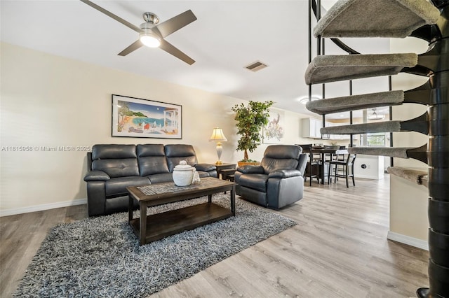 4803 SW Santa Barbara Ct Unit 5, Cape Coral, FL 33914 - living room featuring ceiling fan and wood finished floors