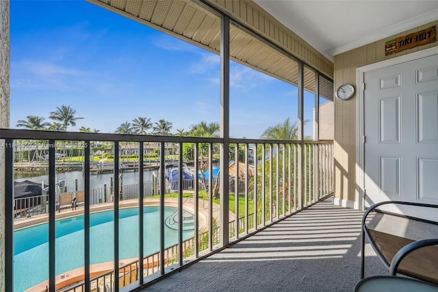 4803 SW Santa Barbara Ct Unit 5, Cape Coral, FL 33914 - balcony featuring a water view and view of pool area