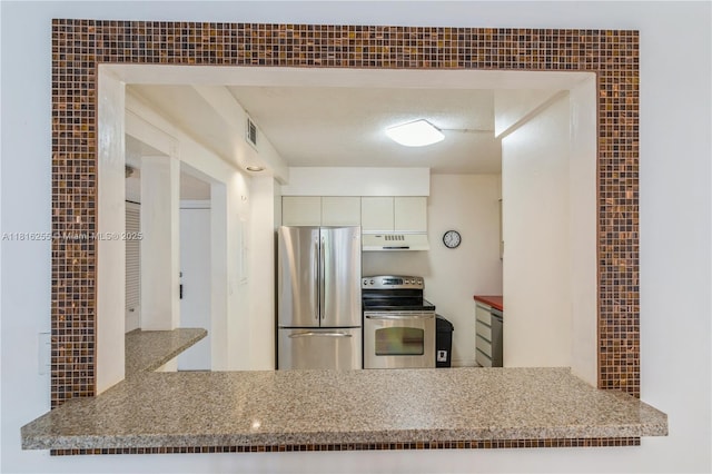 18151 NE 31st Ct Unit 205, Aventura, FL 33160 - kitchen with stainless steel appliances, under cabinet range hood, and white cabinets