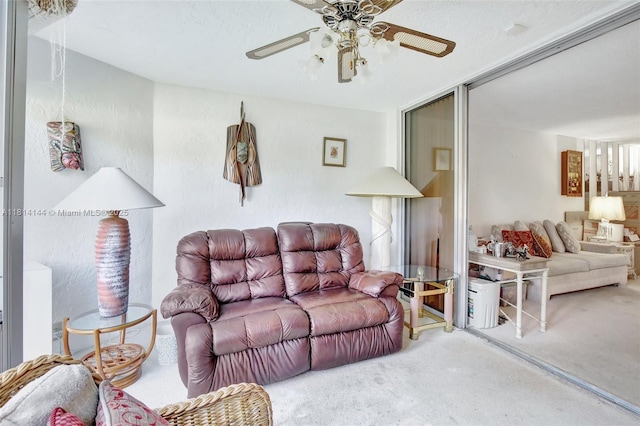 9510 Seagrape Dr Unit 101, Davie, FL 33324 - living room with carpet flooring and ceiling fan