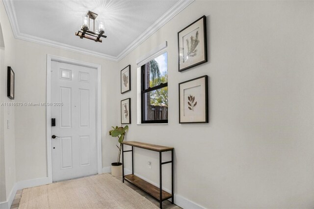 628 SE 37th Pl, Homestead, FL 33033 - foyer entrance featuring baseboards and ornamental molding