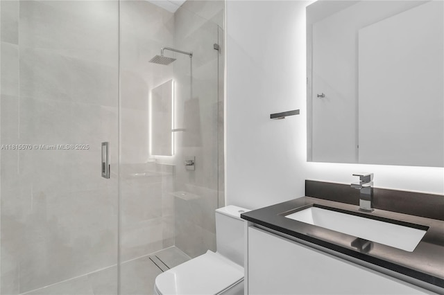 3122 Carter St, Miami, FL 33133 - bathroom featuring a stall shower, vanity, and toilet