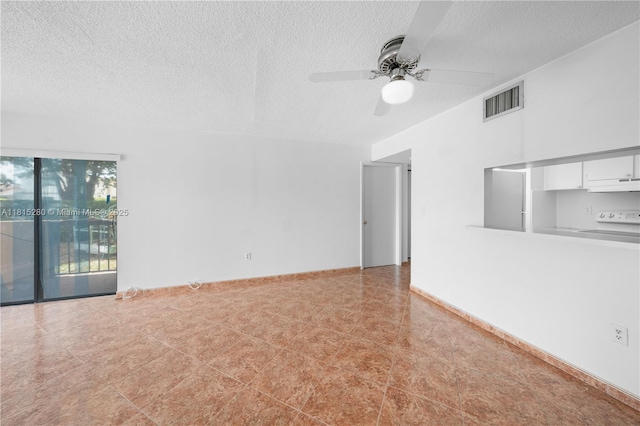 995 SW 84th Ave Unit 126, Miami, FL 33144 - unfurnished living room featuring a textured ceiling, a ceiling fan, and tile patterned flooring