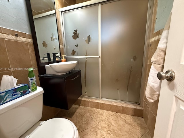 1435 NE 182nd St, North Miami Beach, FL 33162 - bathroom featuring toilet, vanity, a shower stall, and tile patterned flooring