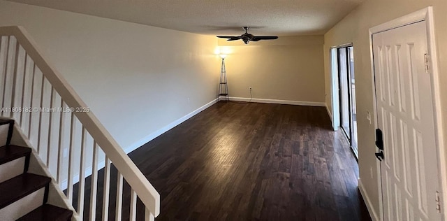 4226 42nd Way, West Palm Beach, FL 33407 - entryway featuring dark wood finished floors, a ceiling fan, baseboards, and stairs