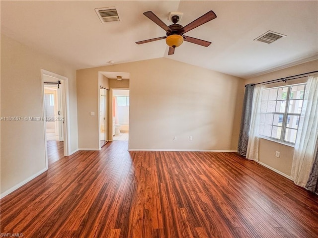 2016 Mariner Ct, La Belle, FL 33935 - empty room featuring a ceiling fan, wood finished floors, baseboards, and lofted ceiling