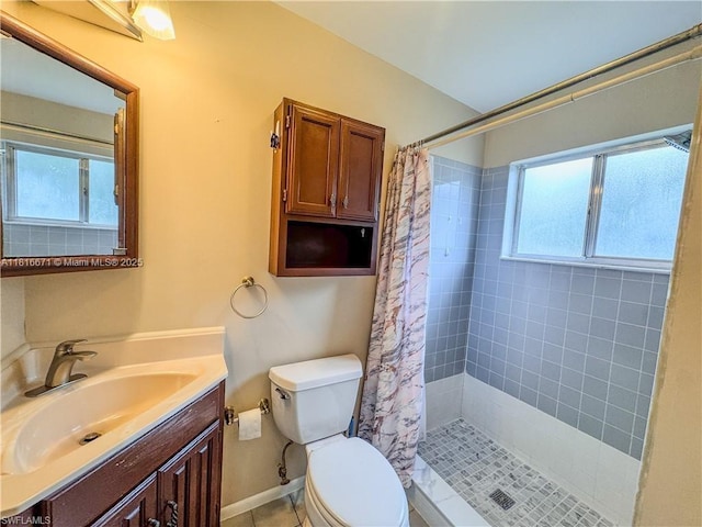 2016 Mariner Ct, La Belle, FL 33935 - full bath with toilet, a tile shower, vanity, and baseboards