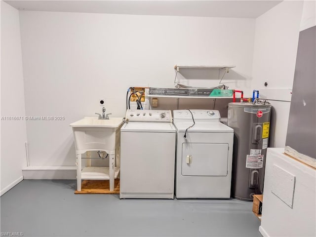 2016 Mariner Ct, La Belle, FL 33935 - washroom with electric water heater, separate washer and dryer, and baseboards