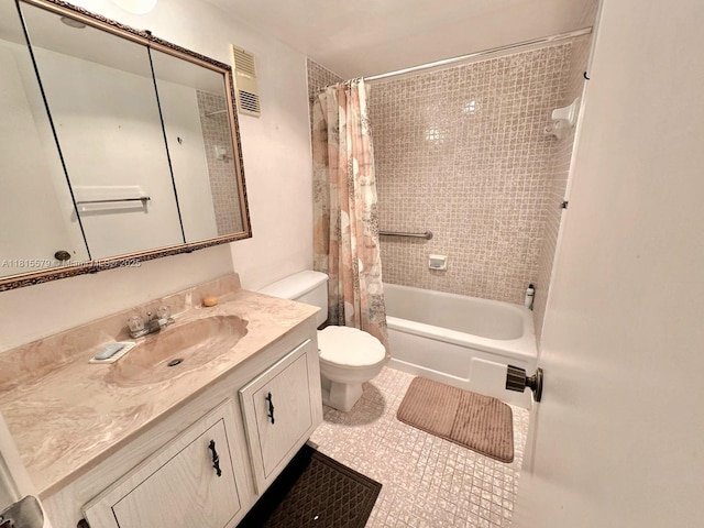 1100 Saint Charles Pl Unit 712, Pembroke Pines, FL 33026 - bathroom with toilet, vanity, shower / bathtub combination with curtain, and tile patterned flooring