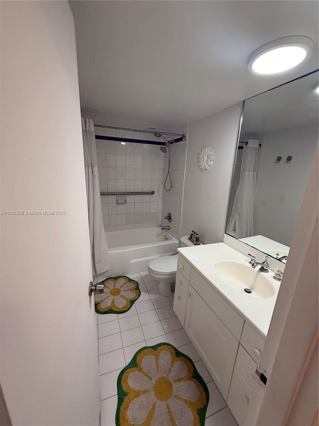5161 Collins Ave Unit 216, Miami Beach, FL 33140 - bathroom featuring tile patterned floors, vanity, shower / tub combo, and toilet