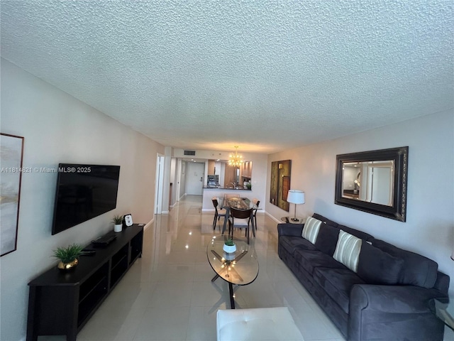 1717 N Bayshore Dr Unit A-1038, Miami, FL 33132 - living room with a chandelier and a textured ceiling