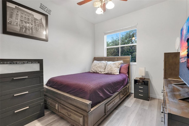 14063 SW 49th Ct Unit 4, Miramar, FL 33027 - bedroom with light wood-style flooring, ceiling fan, and baseboards