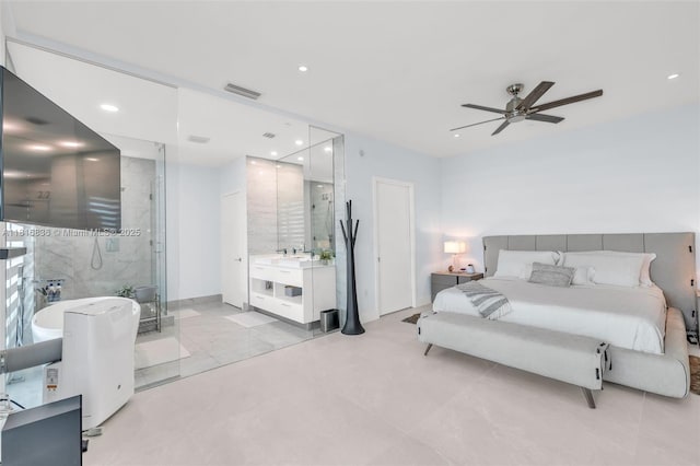 650 NE 32nd St Unit Bh4, Miami, FL 33137 - bedroom featuring recessed lighting, connected bathroom, and a sink