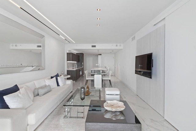3131 NE 7th Ave Unit 1702, Miami, FL 33137 - living area with light marble finish floors