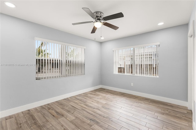 1023 N F St, Lake Worth, FL 33460 - unfurnished room featuring plenty of natural light, ceiling fan, wood finished floors, and recessed lighting