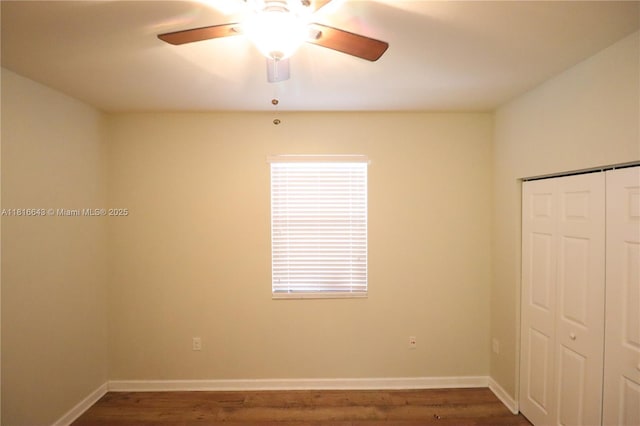9120 SW 227th Ter, Cutler Bay, FL 33190 - unfurnished bedroom with dark wood finished floors, a closet, and a ceiling fan