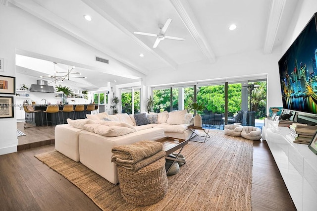 7761 SW 170th St, Palmetto Bay, FL 33157 - living room featuring wood finished floors, recessed lighting, and ceiling fan
