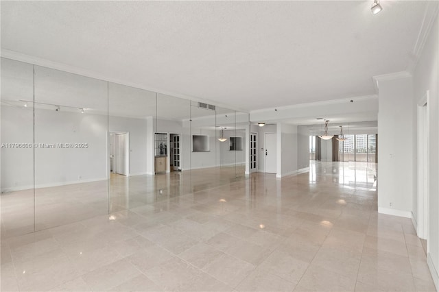 201 Crandon Blvd Unit 633, Key Biscayne, FL 33149 - unfurnished living room with crown molding and light tile patterned floors