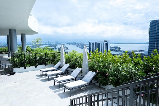 1600 NE 1st Ave Unit 3319, Miami, FL 33132 - view of patio / terrace with a water view, a city view, and a balcony