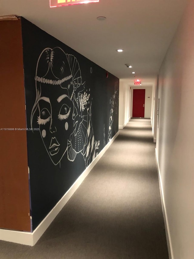 1600 NE 1st Ave Unit 3319, Miami, FL 33132 - corridor with carpet flooring, baseboards, and recessed lighting