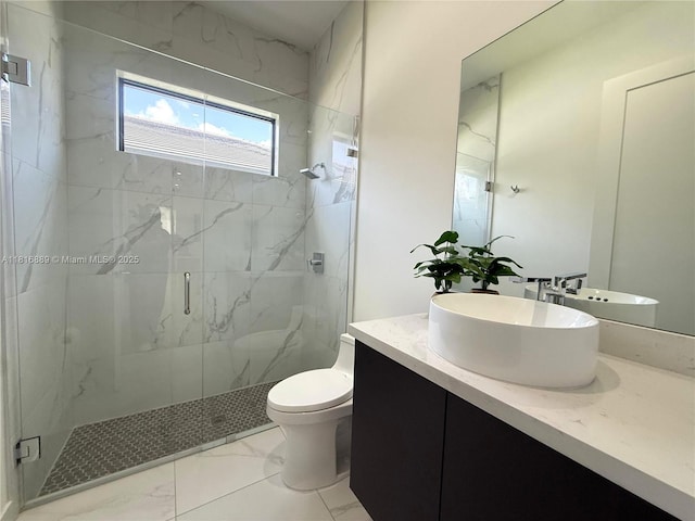 8167 NW 45th St, Doral, FL 33166 - bathroom featuring marble finish floors, a marble finish shower, vanity, and toilet
