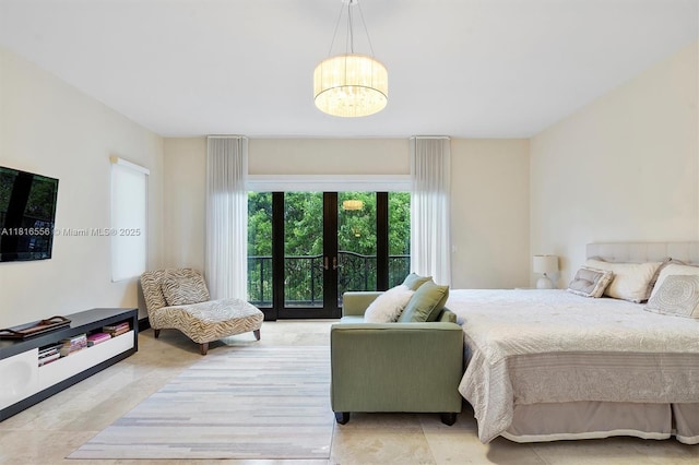 18825 N Bay Rd, Sunny Isles Beach, FL 33160 - bedroom with a chandelier and light tile patterned floors