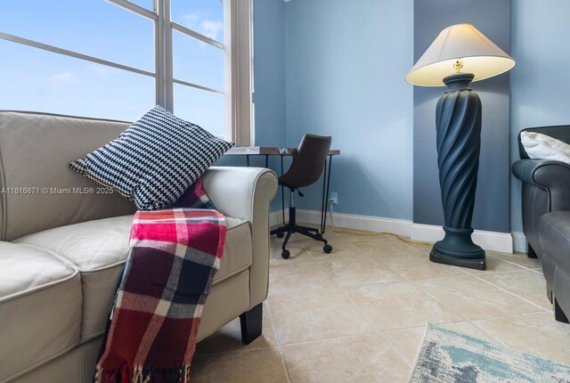 3725 S Ocean Dr Unit 1224, Hollywood, FL 33019 - tiled office space featuring baseboards and plenty of natural light