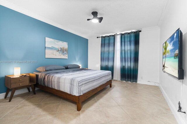 3725 S Ocean Dr Unit 1224, Hollywood, FL 33019 - bedroom featuring crown molding and light tile patterned floors