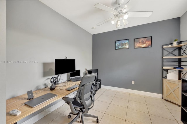 14521 SW 29th Ter Unit 14521, Miami, FL 33175 - office area with a ceiling fan and light tile patterned floors