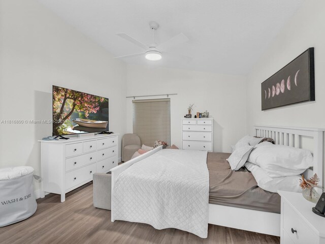 18424 NW 21st St, Pembroke Pines, FL 33029 - bedroom with lofted ceiling, wood finished floors, and a ceiling fan