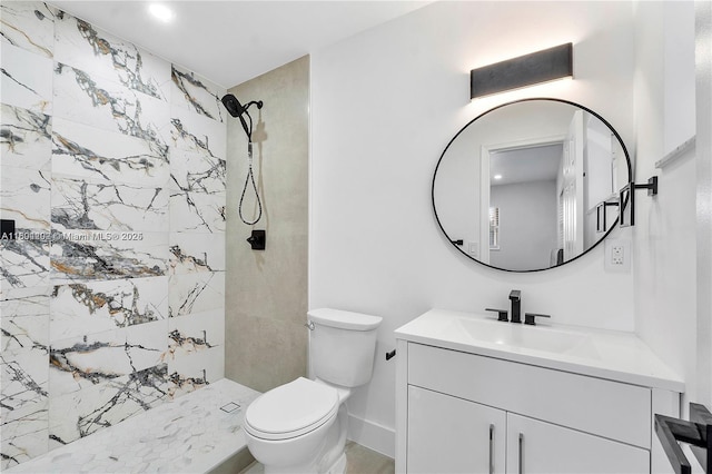 3655 Stirling Rd, Hollywood, FL 33312 - bathroom with vanity, tiled shower, and toilet