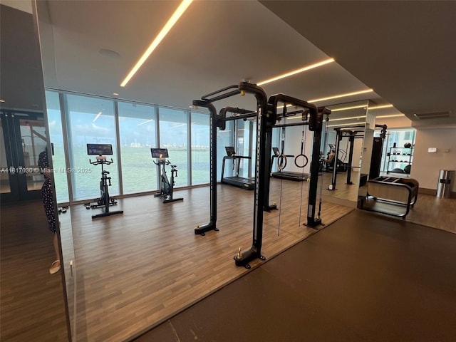 700 NE 26th Ter Unit 2004, Miami, FL 33137 - workout area with a wall of windows