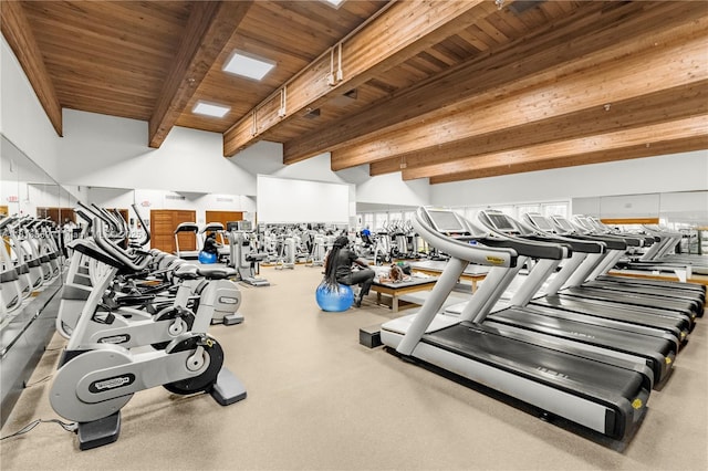 1000 Quayside Ter Unit 1107, Miami, FL 33138 - gym with a wooden ceiling with exposed beams