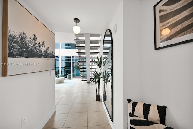 41 SE 5th St Unit 517, Miami, FL 33131 - hall featuring tile patterned floors and floor to ceiling windows