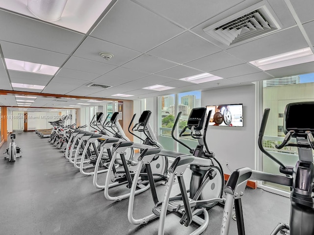 41 SE 5th St Unit 517, Miami, FL 33131 - workout area featuring a drop ceiling