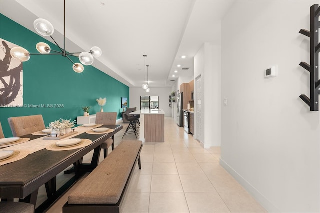 7905 NW 104th Ave Unit 34, Doral, FL 33178 - dining room with light tile patterned floors, baseboards, and recessed lighting