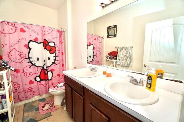 18972 SW 318th Ter, Homestead, FL 33030 - full bathroom featuring double vanity, tile patterned flooring, and curtained shower