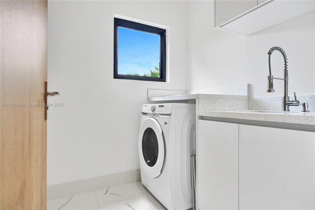 1902 Della Dr, Naples, FL 34117 - laundry area featuring washer / clothes dryer and light marble finish flooring