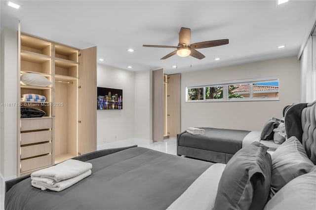 1045 Hollywood Blvd, Hollywood, FL 33019 - bedroom featuring baseboards, recessed lighting, and ceiling fan