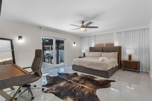 1045 Hollywood Blvd, Hollywood, FL 33019 - bedroom featuring marble tiled floors, access to outside, an office area, and baseboards