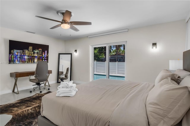 1045 Hollywood Blvd, Hollywood, FL 33019 - bedroom featuring access to exterior, a ceiling fan, and baseboards